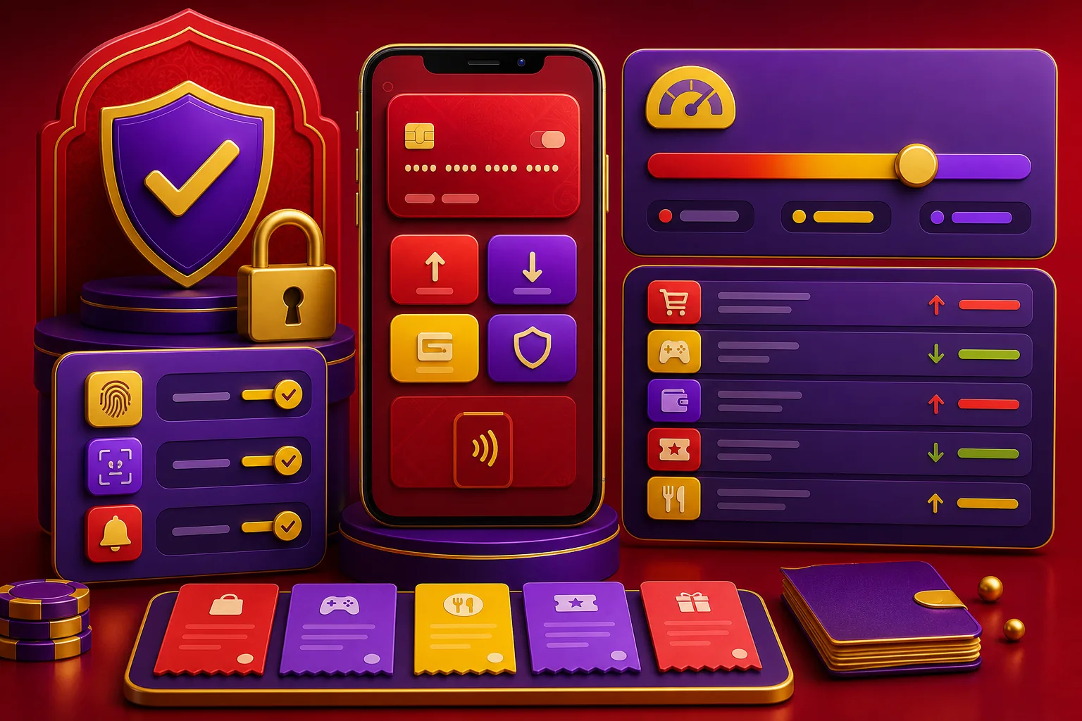 Deposit Controls and Transaction Records: A Pre-Payment Guide editorial workflow illustration in red, yellow and purple