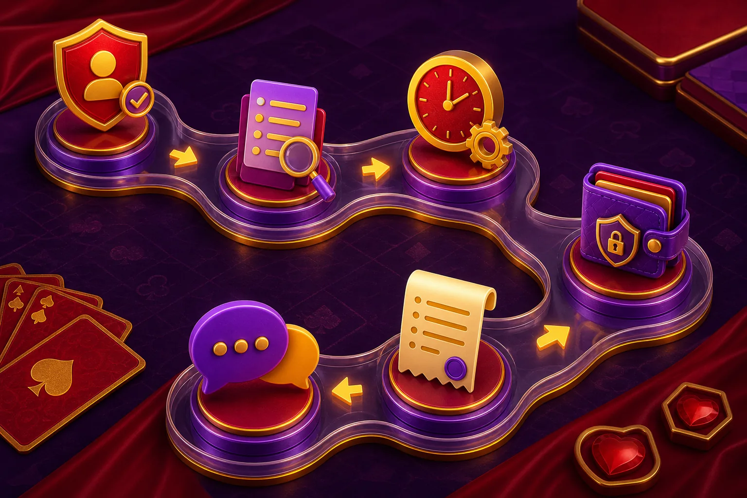 Withdrawal Requests: A Step-by-Step Verification Checklist editorial workflow illustration in red, yellow and purple